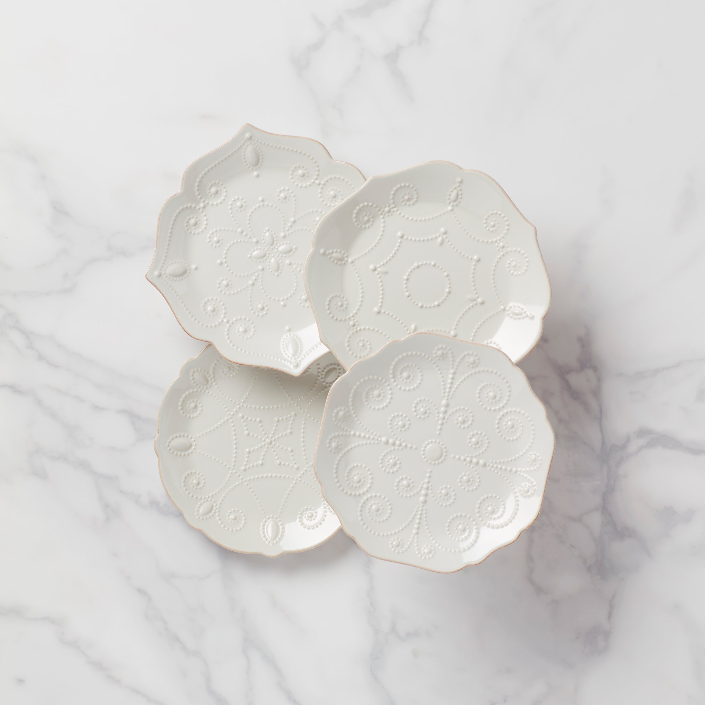 Scalloped Butterfly Dessert Decorative Plates, Set of 4