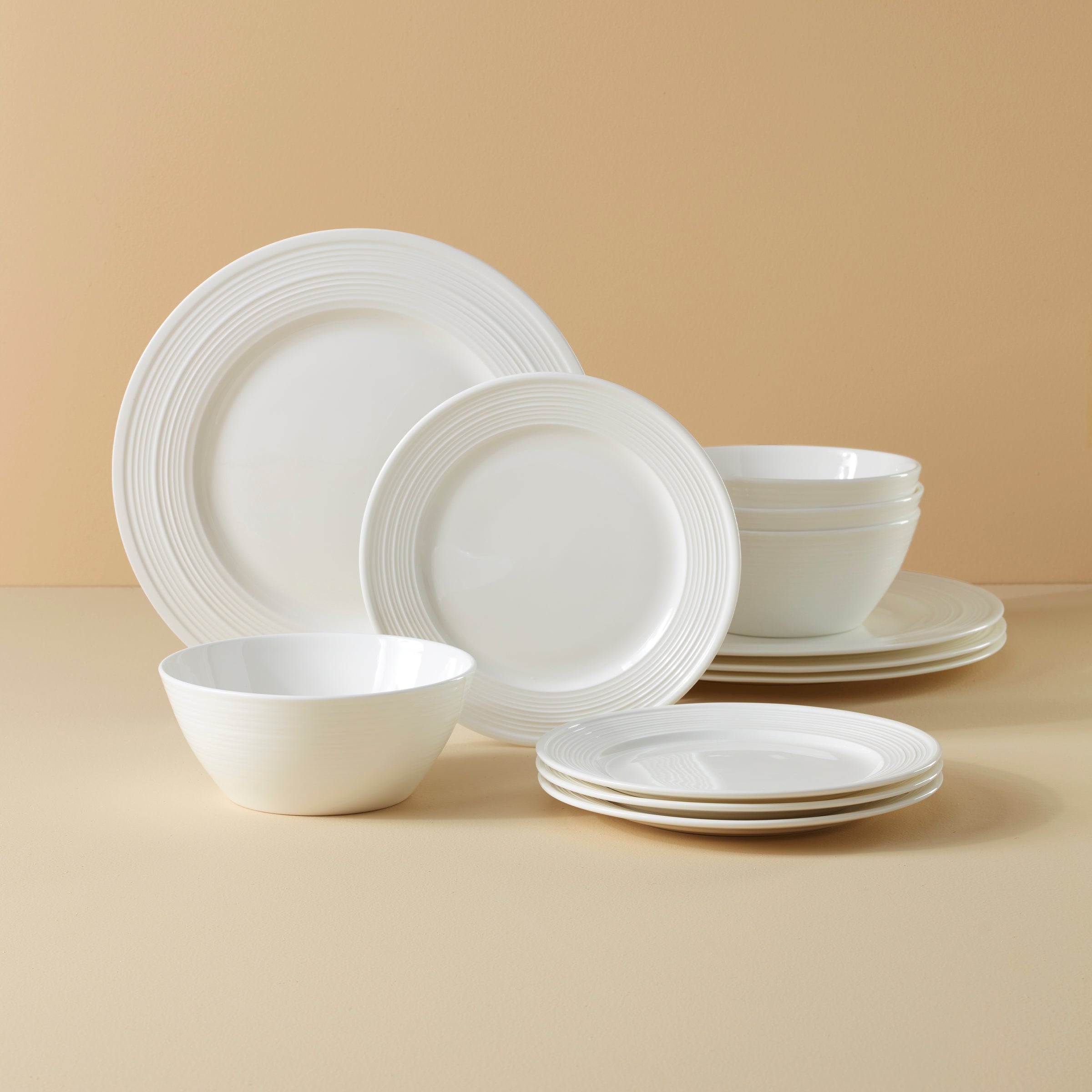 Embossed Bone China Dinnerware Set, 12-Piece