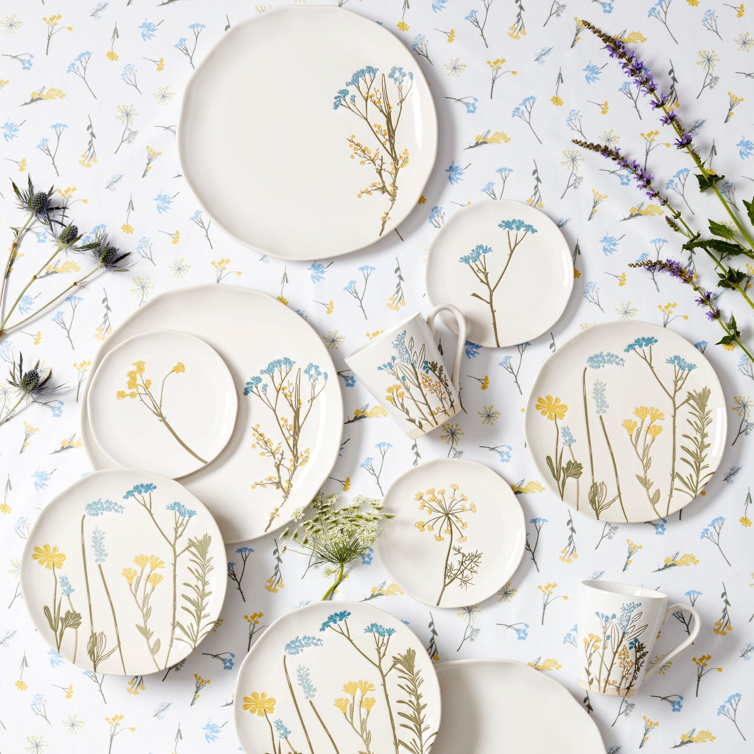 Square Floral Butterfly Accent Decorative Plates, Set of 4 - Image 4