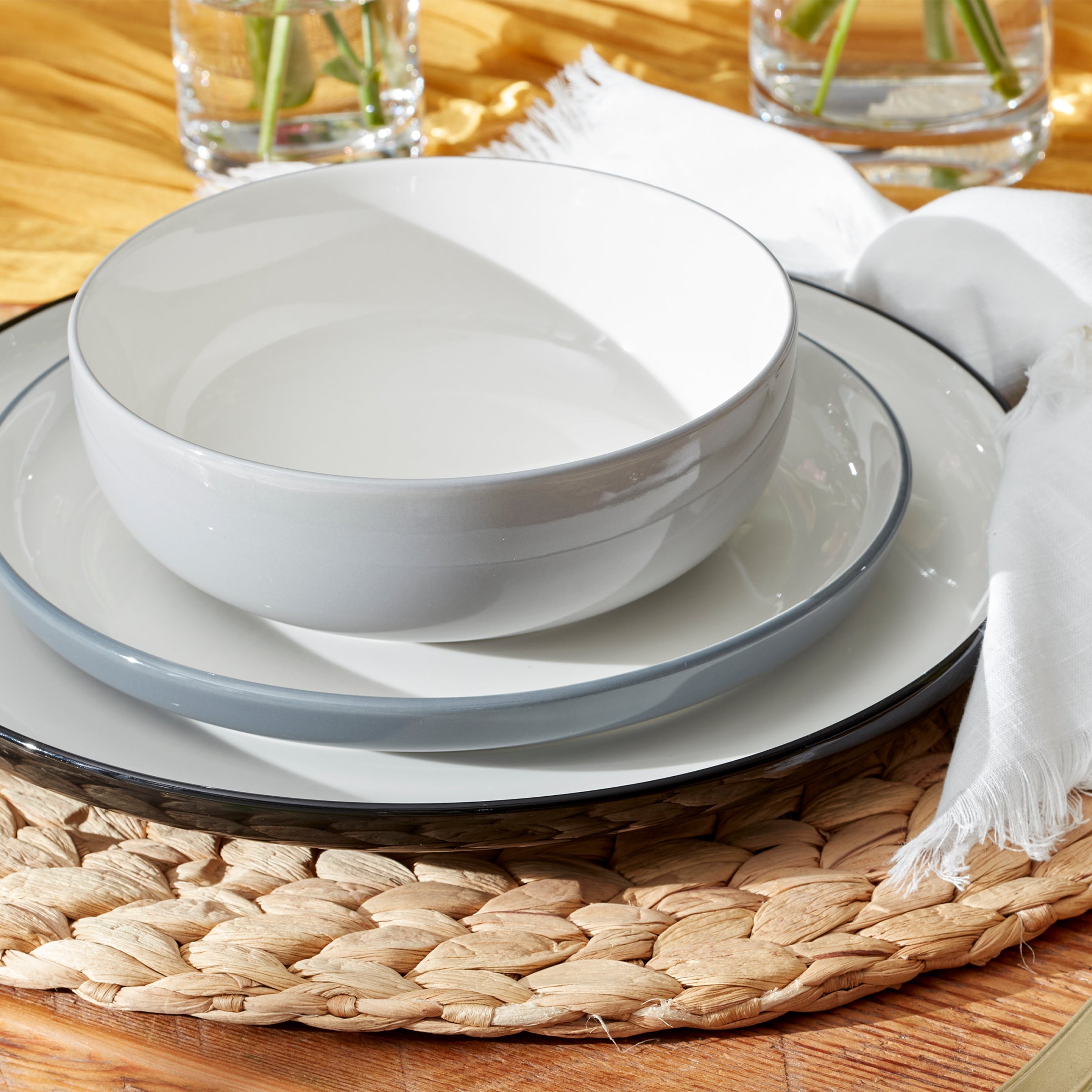Pumice Ombre Porcelain Dinnerware Set, 12-Piece - Image 4