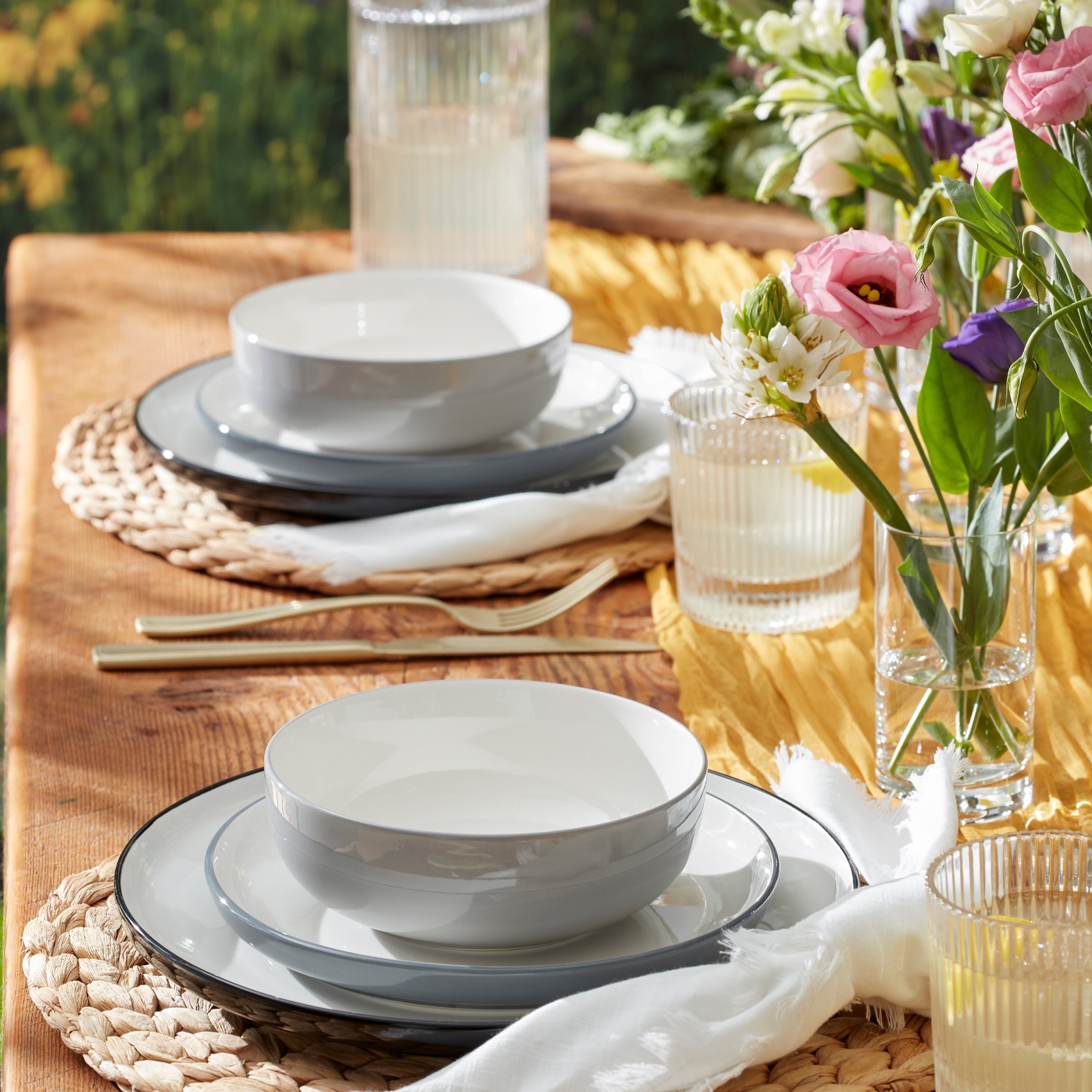 Pumice Ombre Porcelain Dinnerware Set, 12-Piece - Image 5