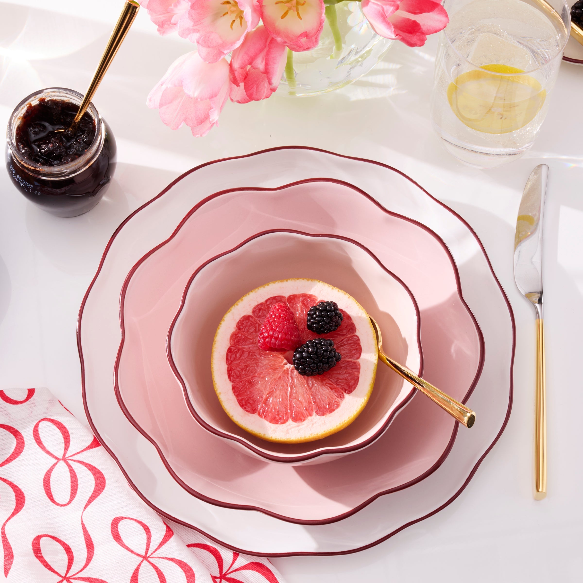 Pink Glazed Stoneware Dinnerware Set, 16-Piece - Image 4