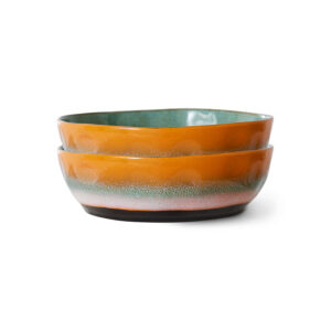 Wide Stoneware Pasta Bowls - Set of 2