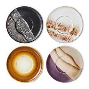 Stoneware Saucers with Mixed Glaze - Set of 4
