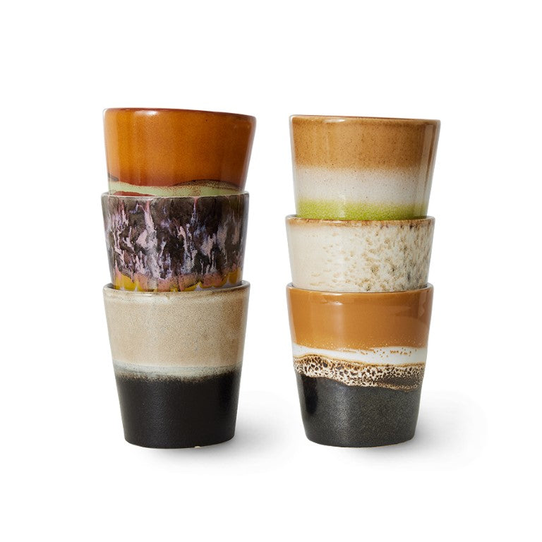 Earth Tone Coffee Mugs - Set of 6