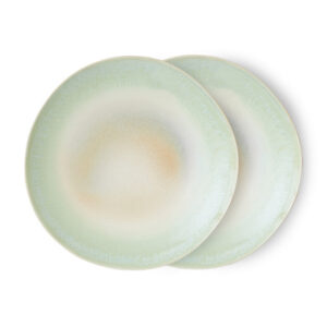 Patterned Stoneware Dinner Plates - Set of 2